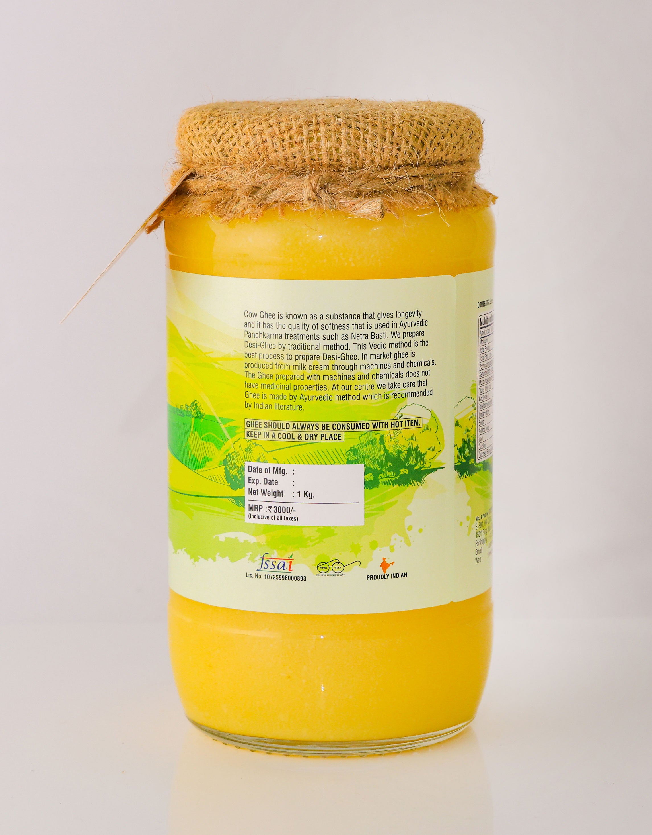 Gir Ghritam A2 Cow Bilona Ghee | Traditional Vedic Method | 1 KG Jar