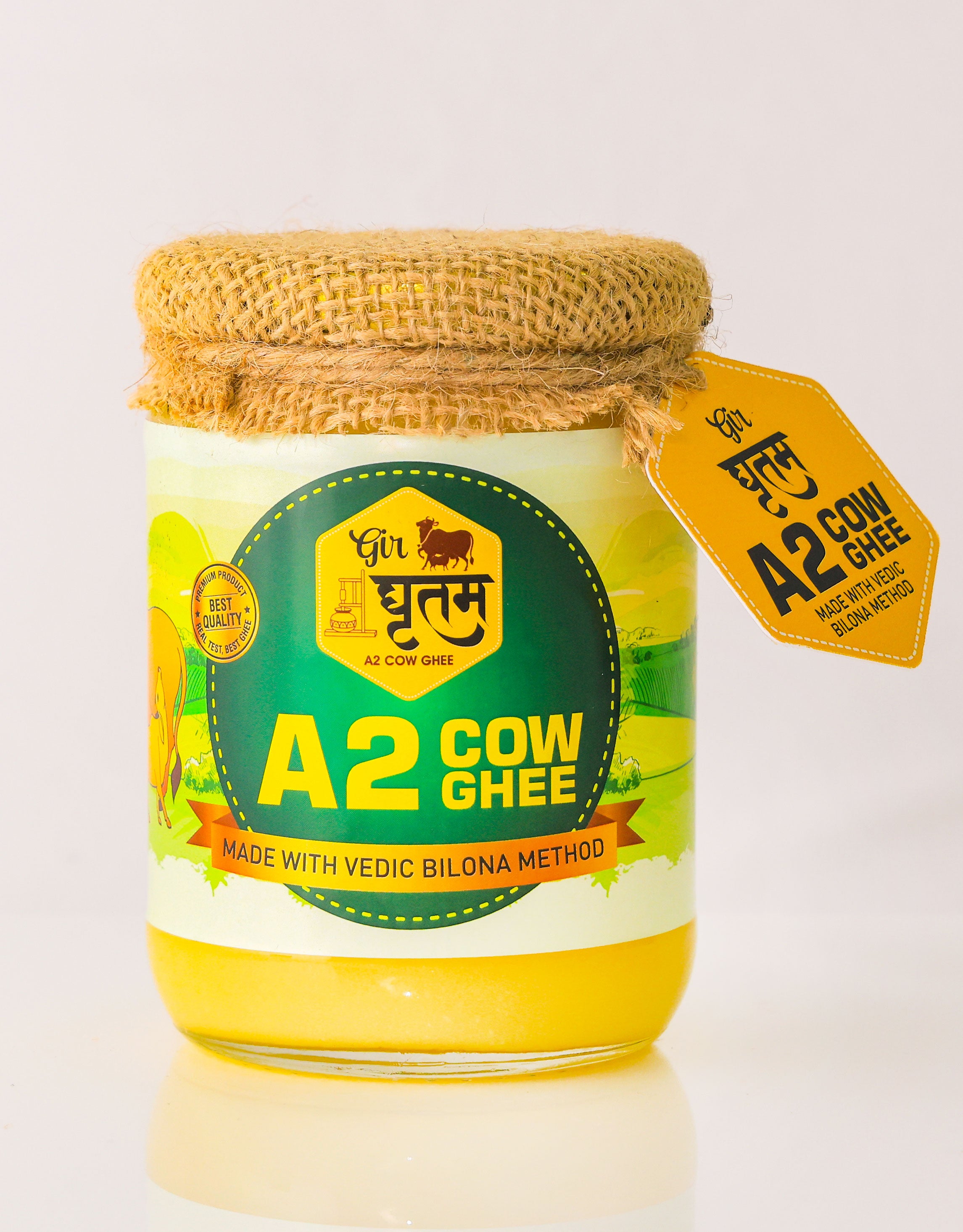 Gir Ghritam A2 Cow Bilona Ghee | Traditional Vedic Method | 500g Jar