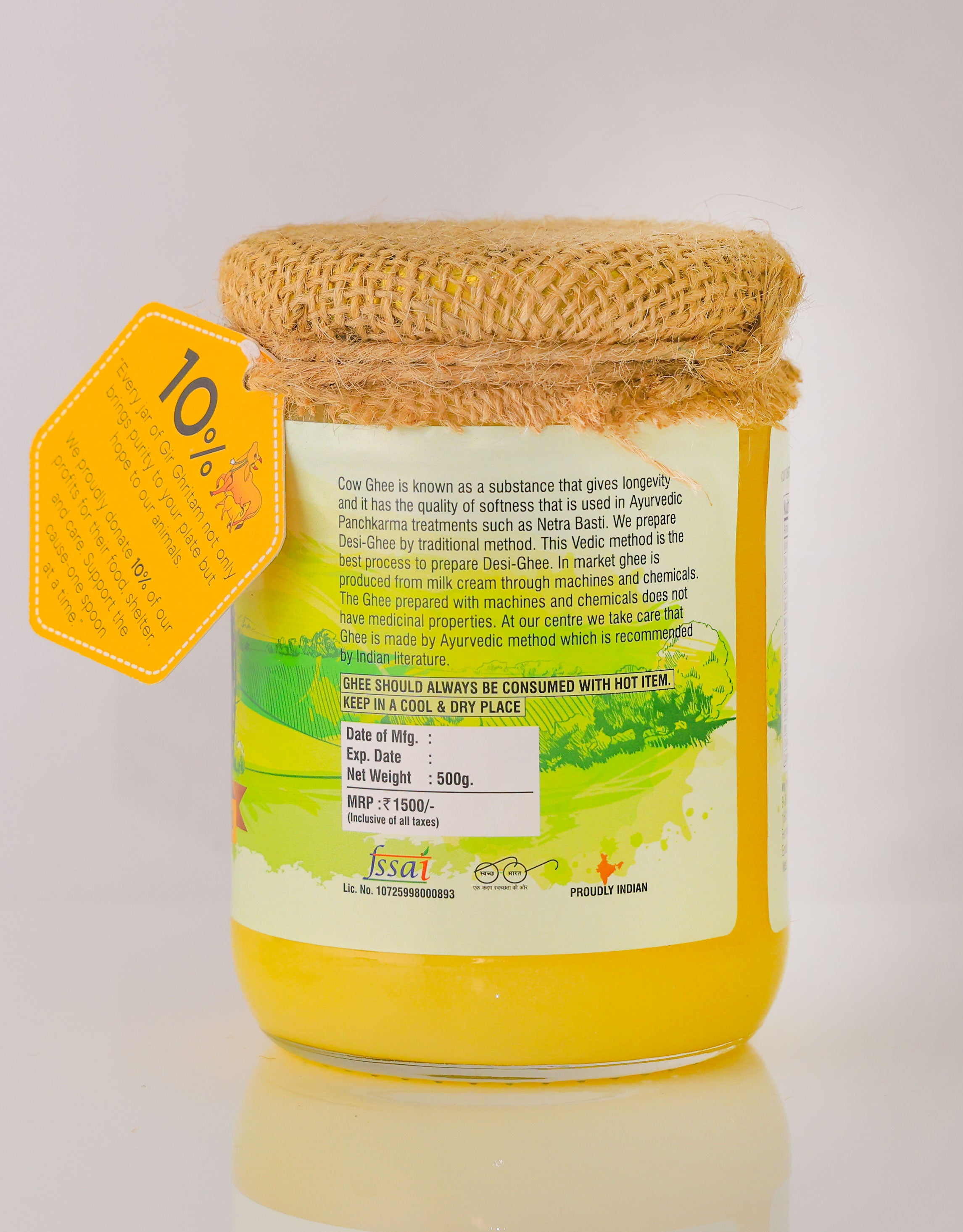 Gir Ghritam A2 Cow Bilona Ghee | Traditional Vedic Method | 500g Jar